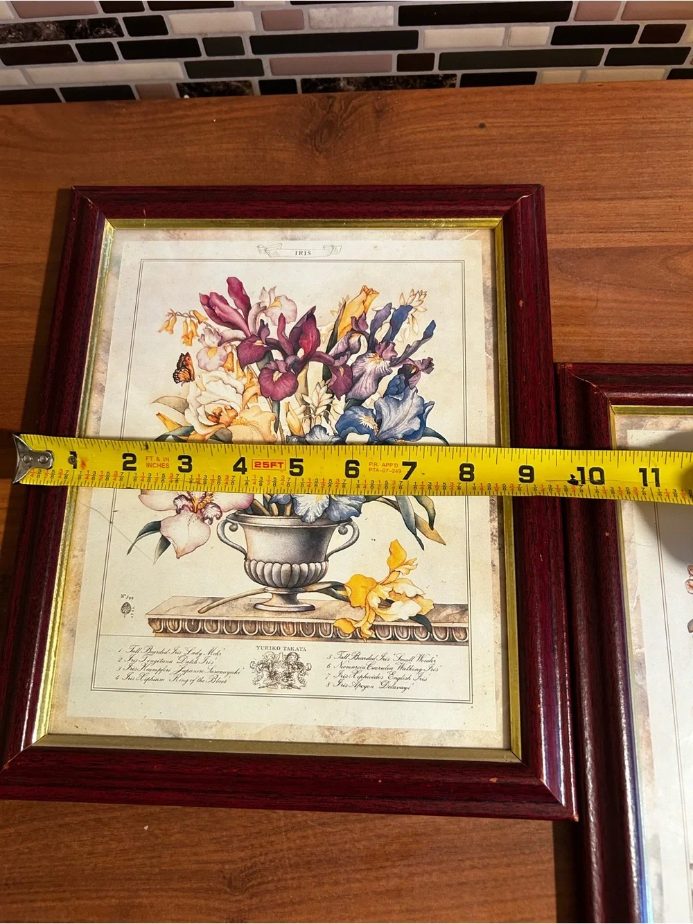 Floral Still Life Wall Art Prints in Burgundy Frame - Set of 2